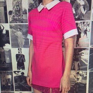 Pink Collared Women's Top